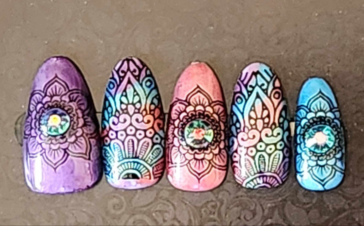 Bright Watercolors Mehndi - Ready-made