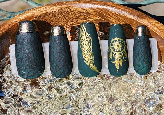 Green & Gold Feathers